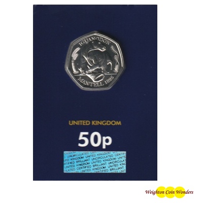 2020 BU 50p Coin (Card) - Iguanodon